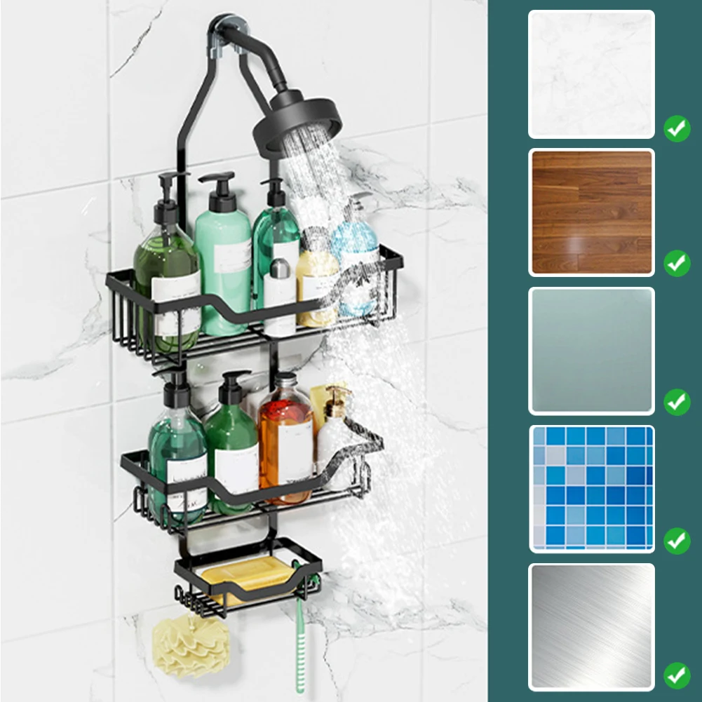 Shower Caddy Organizer Hanging Shower Organizer Multi-Function Shower Organizer Rack 3-Tier with Hooks for Soap Shower Sponge 3
