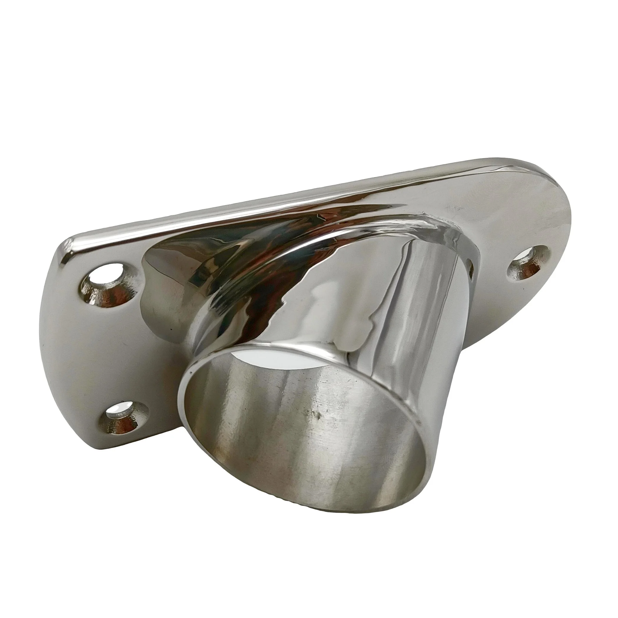 Stainless Steel 316 Wall Stop Handrail Base Flange 45 degree Flange Mirror Polished