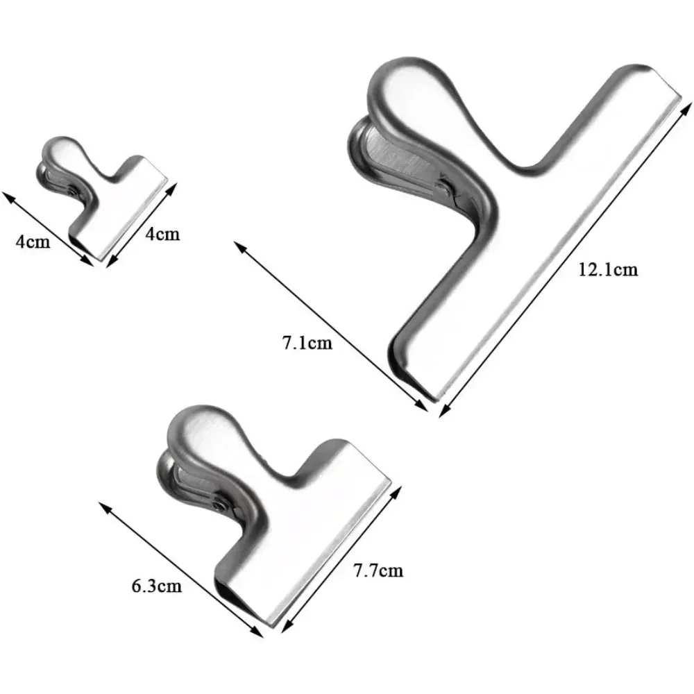For Metal Bag Closure Clip Closing Clip Stainless Steel Strong Spring Force 12 Pieces Silver