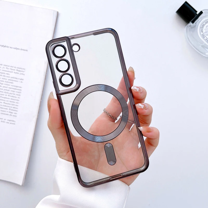 MagSafe-Compatible Transparent Soft Silicone Wireless Charging Case for Samsung Galaxy S22/S21 Series