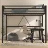 Bunk Beds Loft Bed Frame for Juniors & Adults, Metal Loft Bed Twin Size with Safety Guardrail & Removable Ladder,  Toddler Bed 1