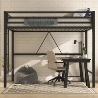 Bunk Beds Loft Bed Frame for Juniors & Adults, Metal Loft Bed Twin Size with Safety Guardrail & Removable Ladder,  Toddler Bed 1
