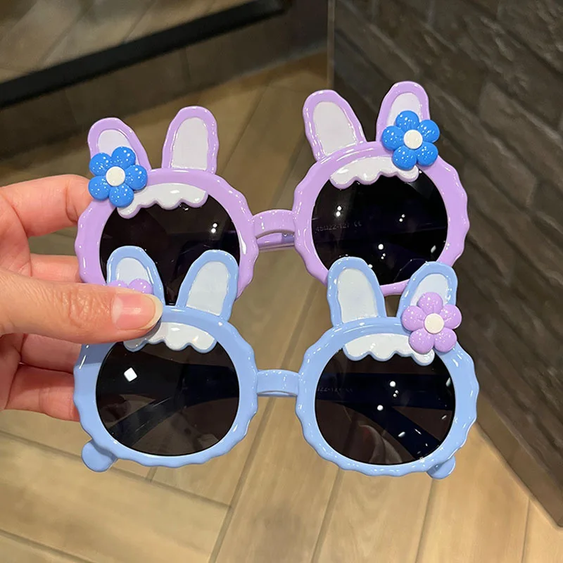 Children Fashion Bow Rabbit Sunglasses Baby Girls Cute Floret Outdoor Sun Protection Sun Glasses Kid Eyewear Photo Prop