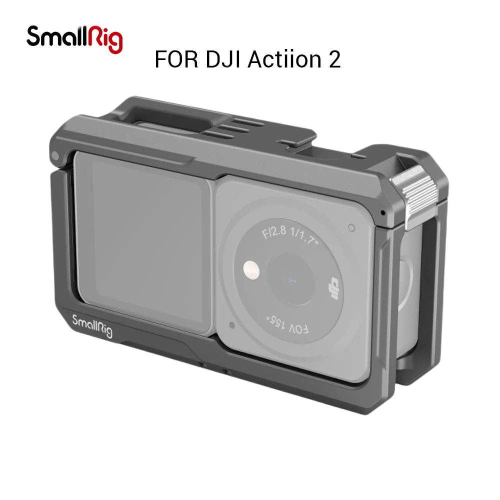 Smallrig Magnetic Action Camera Cage Per Dji Action 2 Sports Camera Full Cage Con Supporto Per Blocco A Sgancio Rapido Microfono A Luce Led