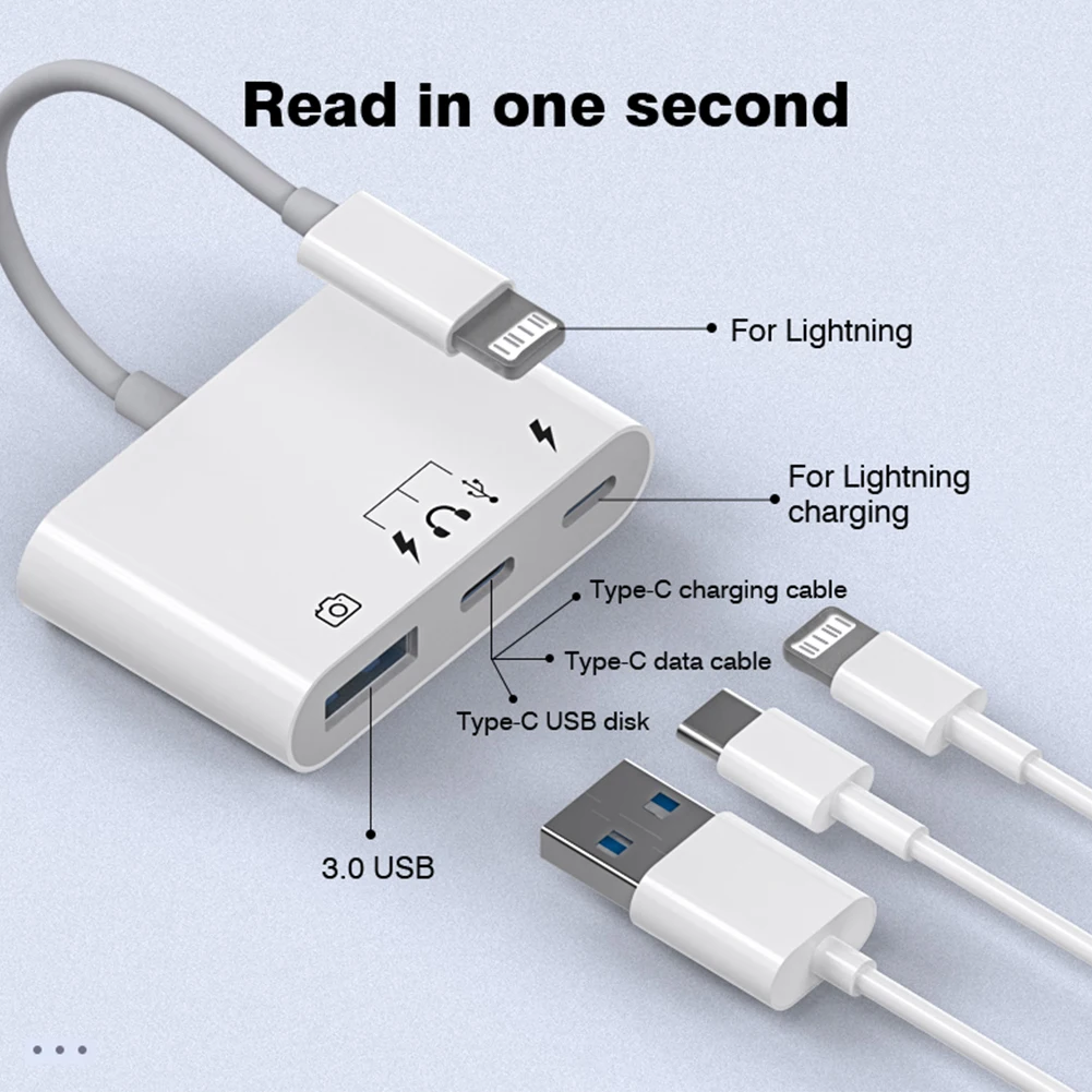 3-in-1 Lightning to USB Camera Adapter Byscoon 3-in-1 Lightning to USB Camera Adapter with USB C Headphone/Charging Port for iPhone 14 13 12 11 Pro with Female OTG