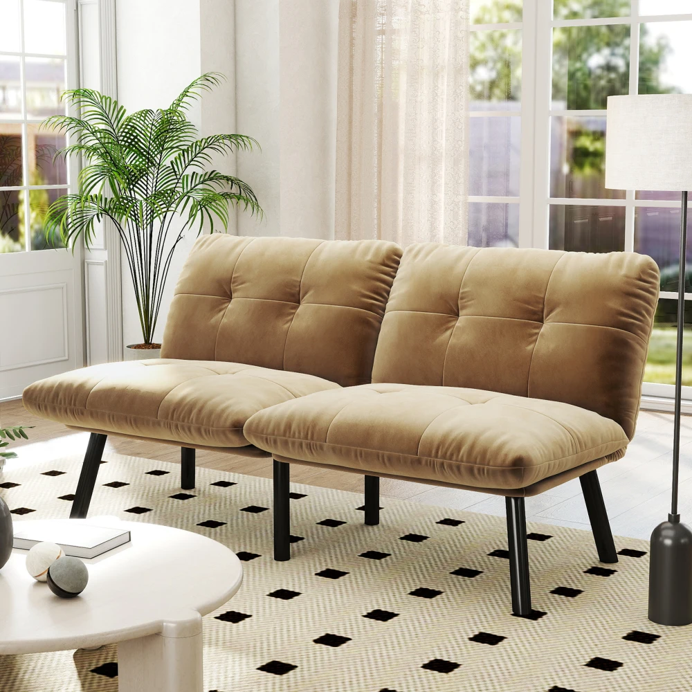 Multifunktionales umwandelbares Schlafsofa – 2-Sitzer-Futon mit klappbarem, hochdichtem Schaumstoff, Gästebett für kleine Räume, einfache Montage – Detail 33