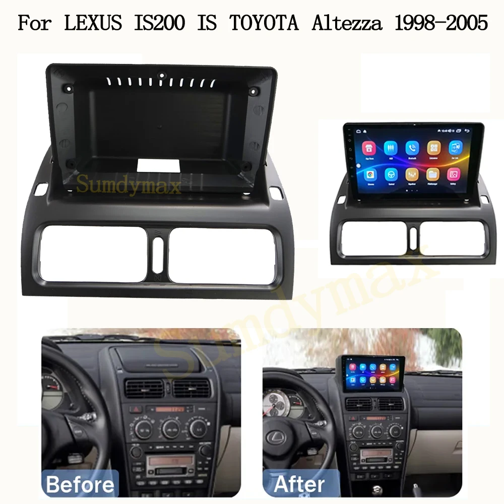 

9-дюймовая Панель рамы автомобильного радио для LEXUS IS200 1998-2005 TOYOTA Altezza 1998-2005, аудиорамка для плеера, приборной панели