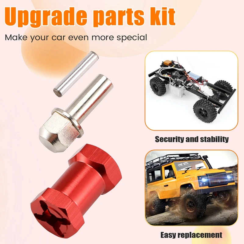 AIAI 4Pcs Aluminum 12Mm Hex Wheel Hub Drive Adaptor Extension Combiner Coupler For 1/10 RC Car Crawler SCX10 D90