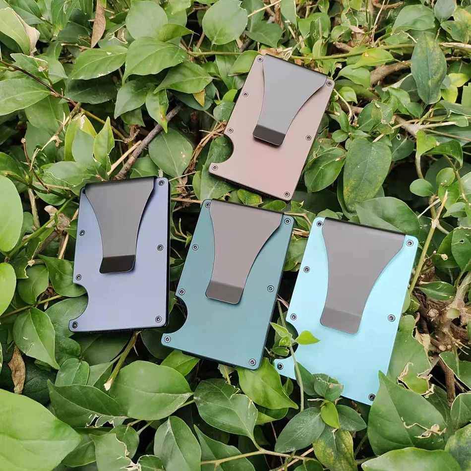 Luxury Designer RFID-Blocking Aluminum Card Holder with Metal Money Clip