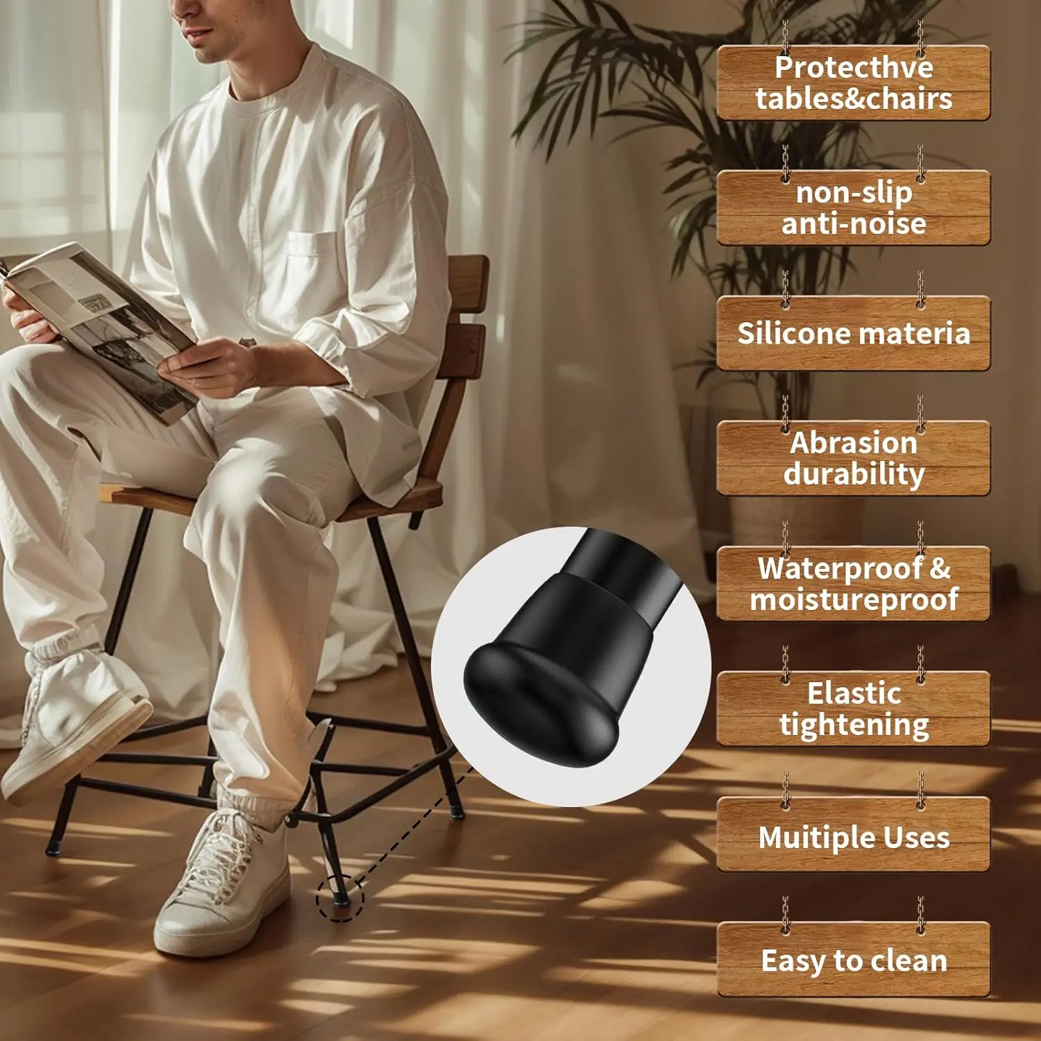 8-Piece Heavy-Duty Metal Chair Leg Protectors - Anti-Slip & Silent Floor Protectors