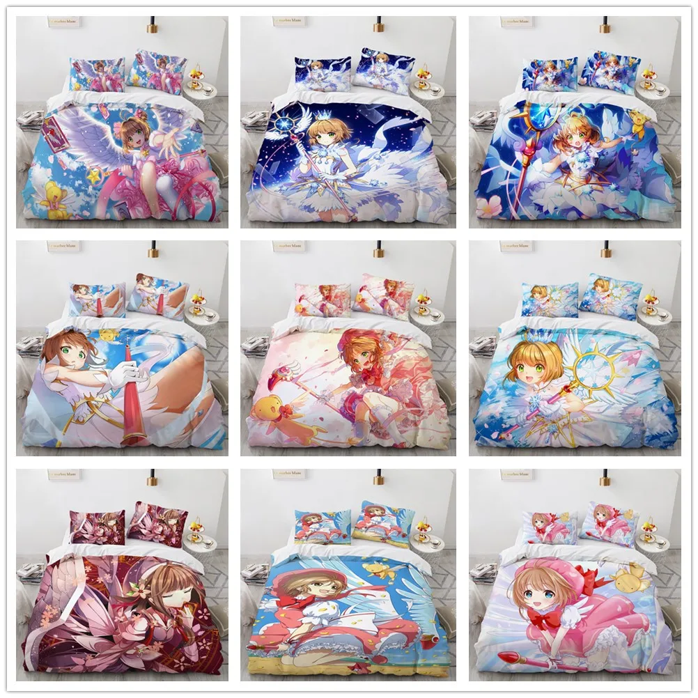 

Anime Cardcaptor Sakura Bedding Set Duvet Cover Bedroom Comforter Covers Single Twin King ​Size Quilt Cover Home Textile 2/3PCS