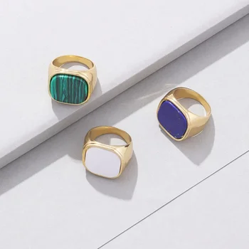 Lost Lady New Simple Natural Stone Square Ring 1