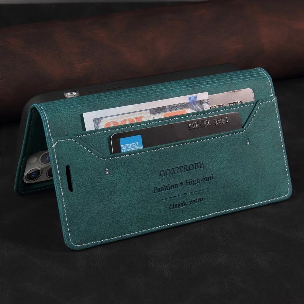 Leather Flip Phone Case with Card Slot and Stand Function