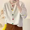 Japanese Sweet and Fresh Round Neck Colorful Button Knitwear Coat Academy Style Western Versatile Sweater Women's Cardigan 6