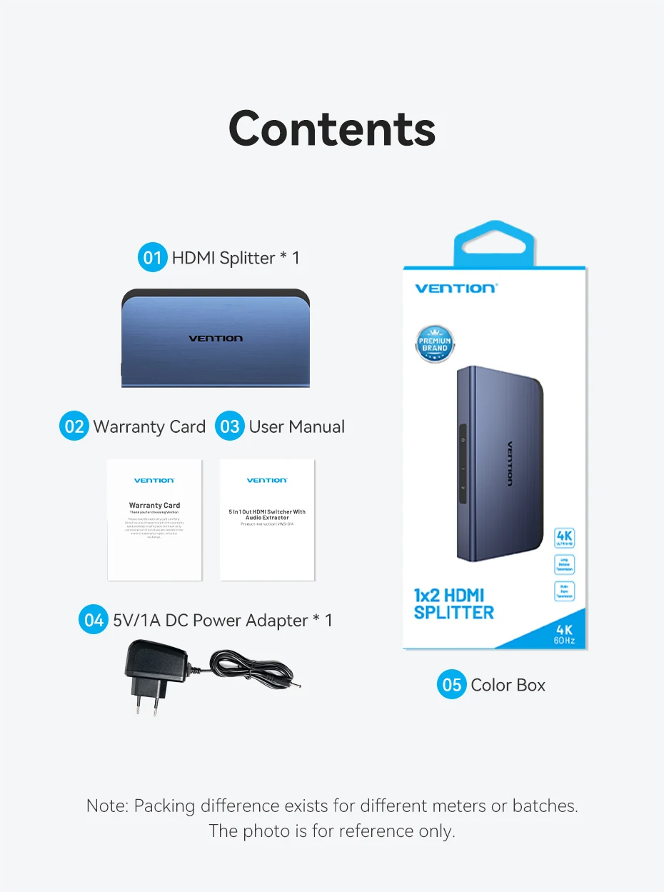HDMI 2.0 Switcher 4K 60Hz HDMI-compatible Switch 1 in 2 Out For Xiaomi Xbox PS5