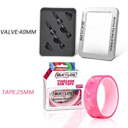 BUCKLOS Premium CNC Tubeless Bicycle Valve with Rim Tape (40mm VALVE - 25mm TAPE)