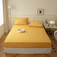 Fitted Bed Sheet With Elastic Band Solid Color Mattress Covers Protector For Single Double King Bed 100% Cotton 120/150/180/200 6