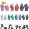 PU Fingers And Palms Gloves Printed Pink Nylon Work Non-Slip Household Labor Protection Gloves For Mechanic Construction 1pair 1