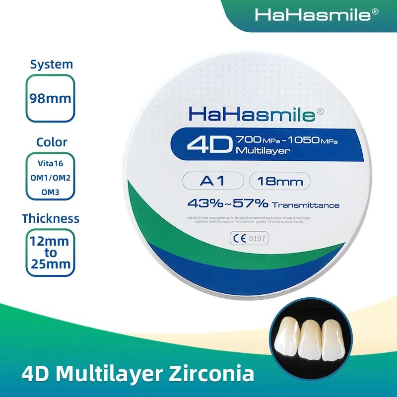 HaHasmile 4d-многослойные циркониевые блоки для стоматологической лаборатории 98-A1