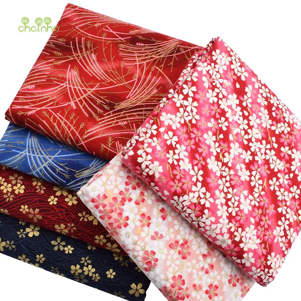 Chainho,Printed Plain Weave Cotton Fabric,DIY Quilting Sewing Material,Patchwork Cloth,Floral Series,6 Designs,20x25cm,15CD22