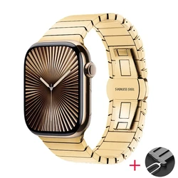 Elegant Metal Watch Band Bracelet Strap for 42mm-44mm-45mm-49mm (Golden)