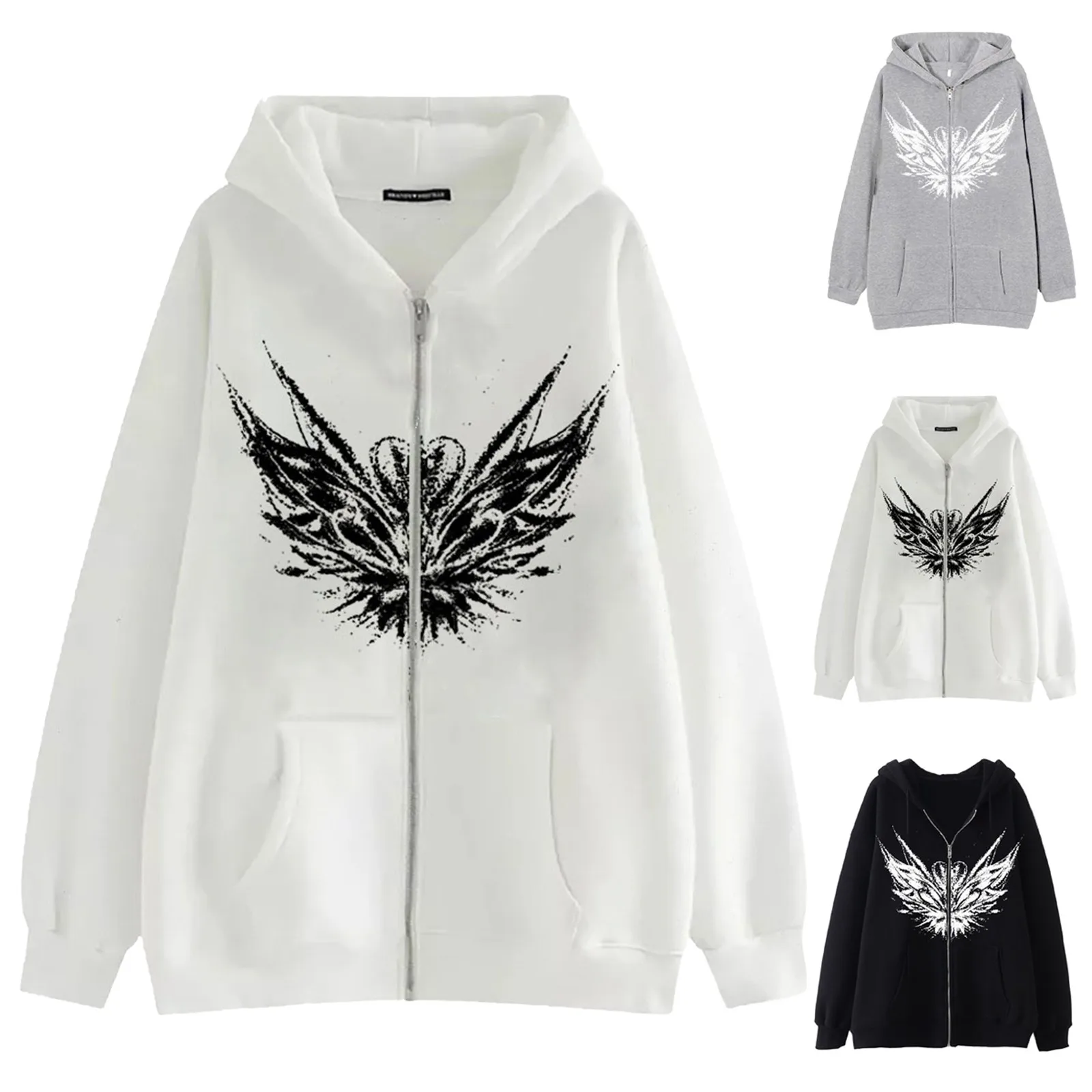 

Women Print Hoodie Crop Tops Long Sleeve Zipper Cardigan Sweatshirt With Pocket Long Hoodies Women