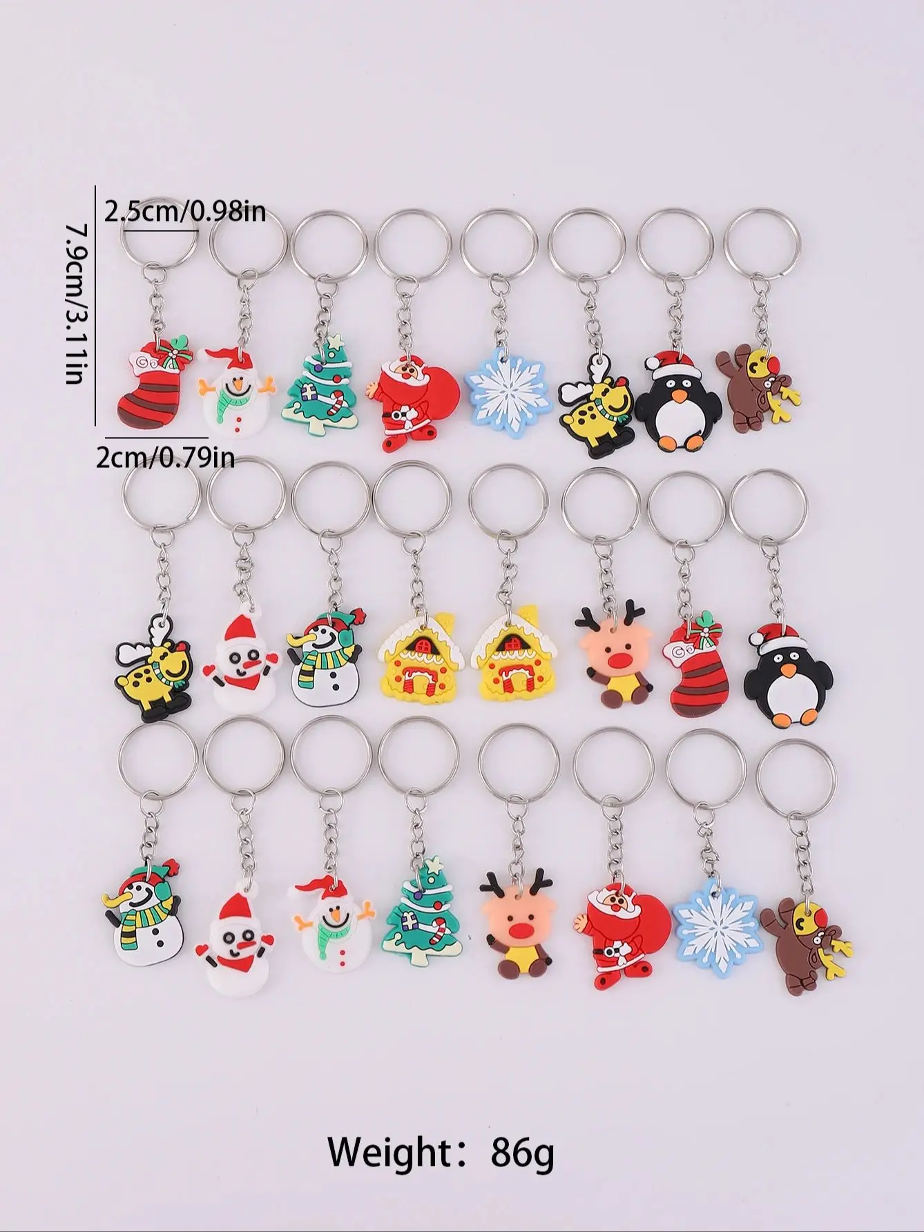 24 Stück Weihnachtsgeschenke Schlüsselanhänger, Ornament Handtasche Tasche Weihnachtsmann Weihnachtsbaum Hirsch Anhänger, Mini süßer Schlüsselanhänger Klassenzimmerpreise – Detail 4