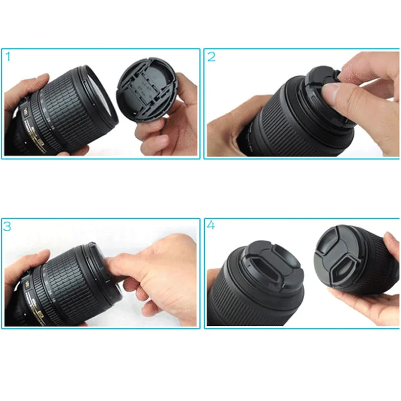 Center Pinch Snap-on cap cover 30pcs/lot 49 52 55 58 62 67 72 77 82 86mm for can&n/nik&n/s&ny camera Lens without logo