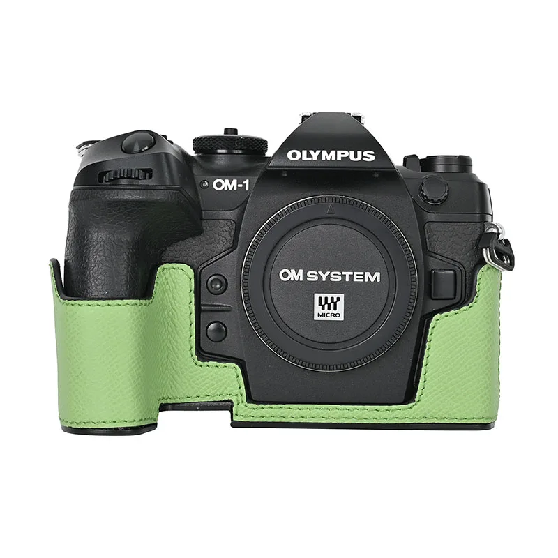 ★ 希少OLYMPUS M-1 (革ケース付)+ ★M-SYSTEM 50mm Handmade Genuine Leather Half Camera Case with Alloy Base