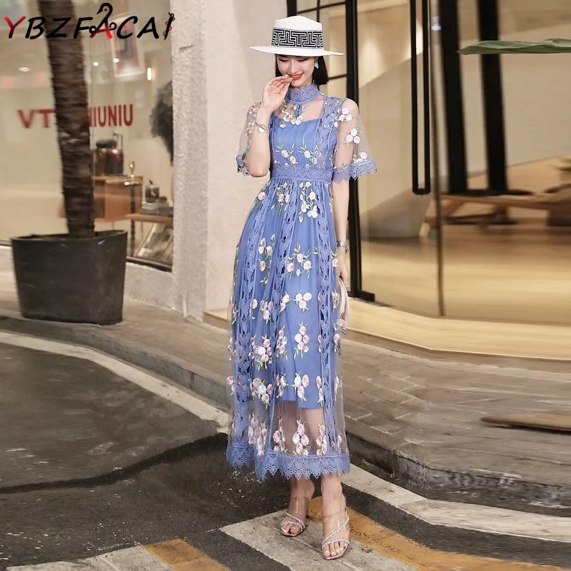 knee length dresses for ladies Square Neck Long Sleeve Floral Maxi main image 1