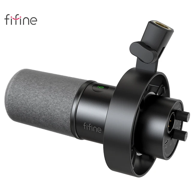 FIFINE Dynamic USB/XLR Microphone with Gain Knob/Touch-mute/Headphone Jack,Recording