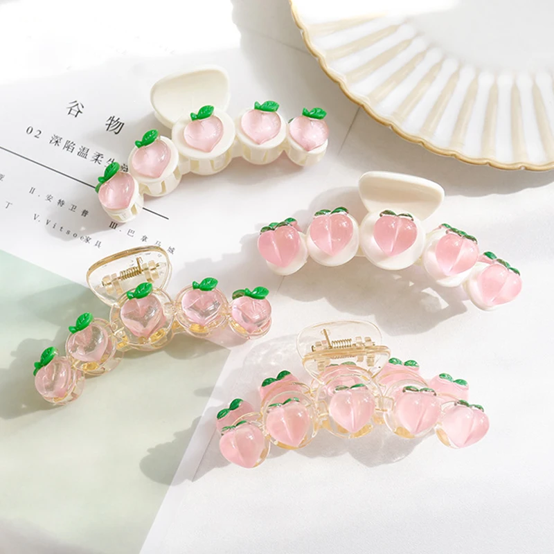 2022 New Sweet Peach Hair Claw Summer Acrylic Hair Clips Headband