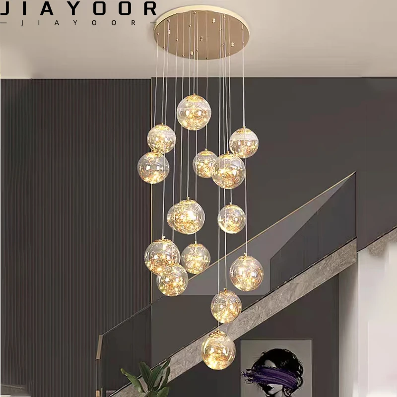 

Modern Spiral Crystal Ball Pendant Lamp Living Room Villa Attic Free Delivery Restaurant Kitchen Pendant Lamp Staircase Ceiling