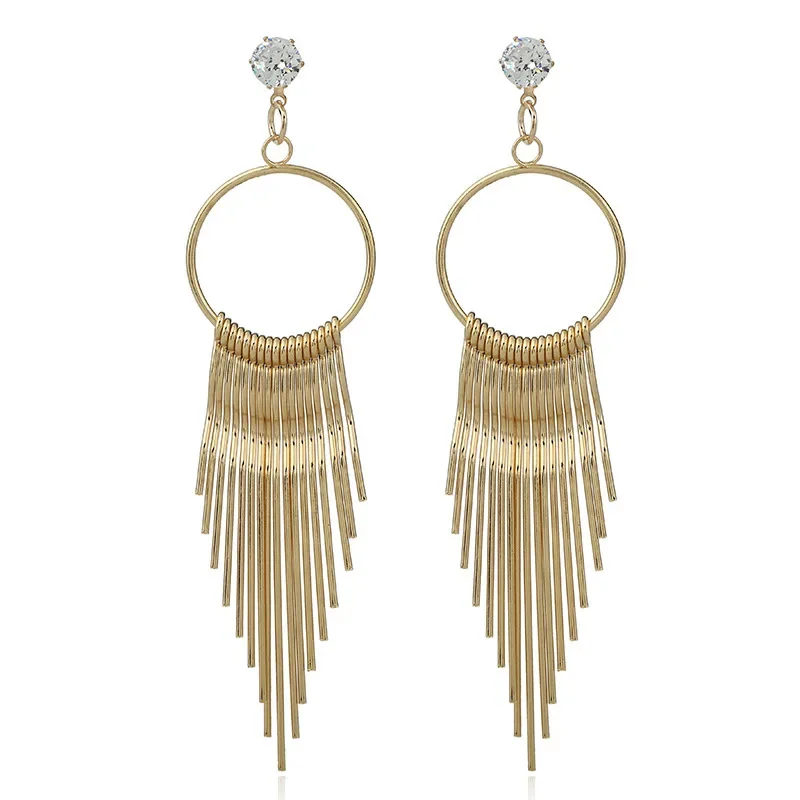 

2023 Golden Long Tassel Earring for Woman Party Casual Retro Exaggerated Female Earrings Jewelry