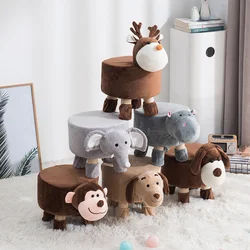 Taburete de tela con dibujos de animales para niños, cambiador de zapatos, sofá creativo, decoración para el hogar