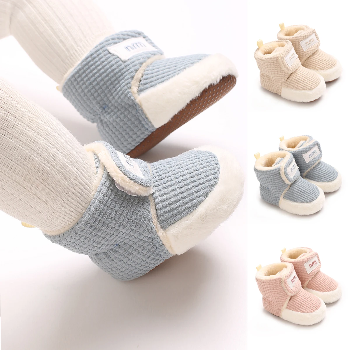 0-18 M Super Cute Winter Snow Baby Boots Color Blocking Fashion Warm Booties For Kids Soft Sole Infant Newborn Baby Girl Shoes