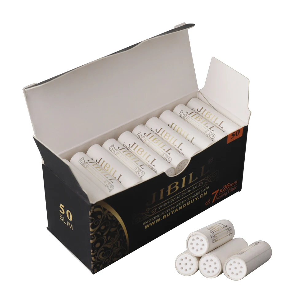 50Pcs Tobacco Smoking Pipe Filters 7mm Activated Carbon Tube Paper Filter Double Ceramics Sided Smoking Active Charcoal Tools 3
