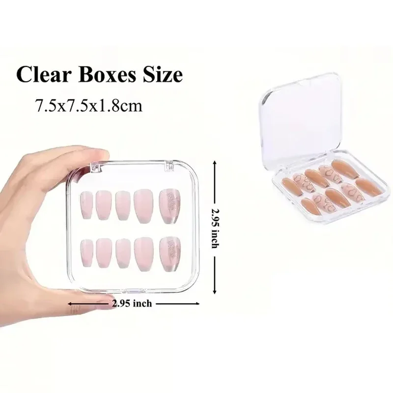 10/50Pcs Transparent Plastic Nail Storage Box Set Acrylic Press-On Nail Organizer for False Nails Display and Salon Essentials