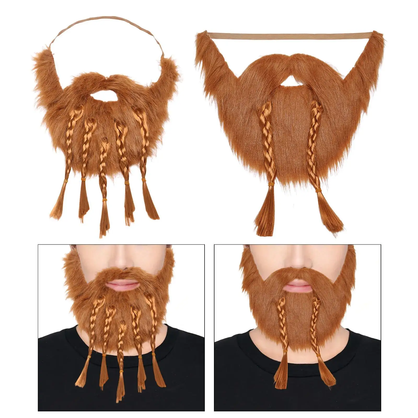 Fake Beard Fancy Dress Costume Accessory Chin Strap Viking Beard for Masquerade Men Women Festive Stage Performance Halloween