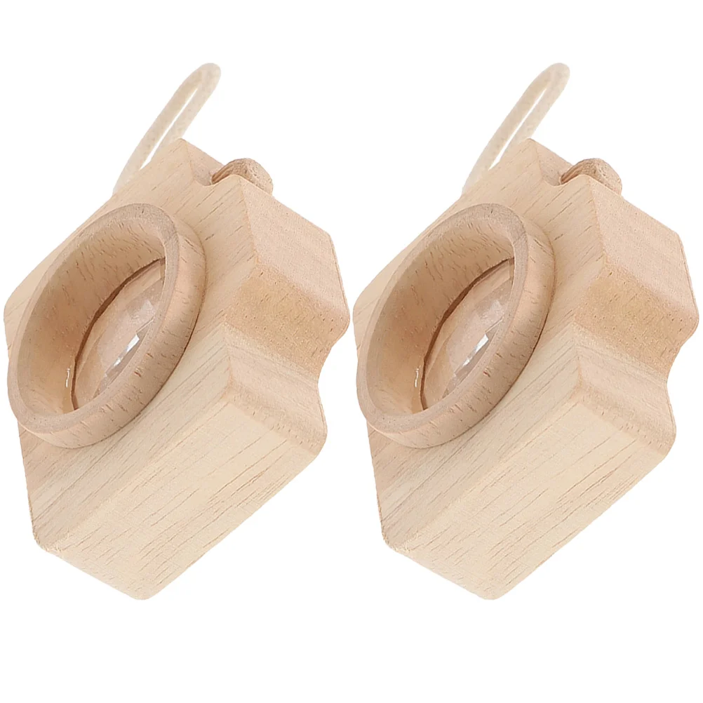Children Wooden Camera Toy Kaleidoscope Miniature Effect Toy Camera Wood Miniature Kalidescopes Learning 2 Pcs