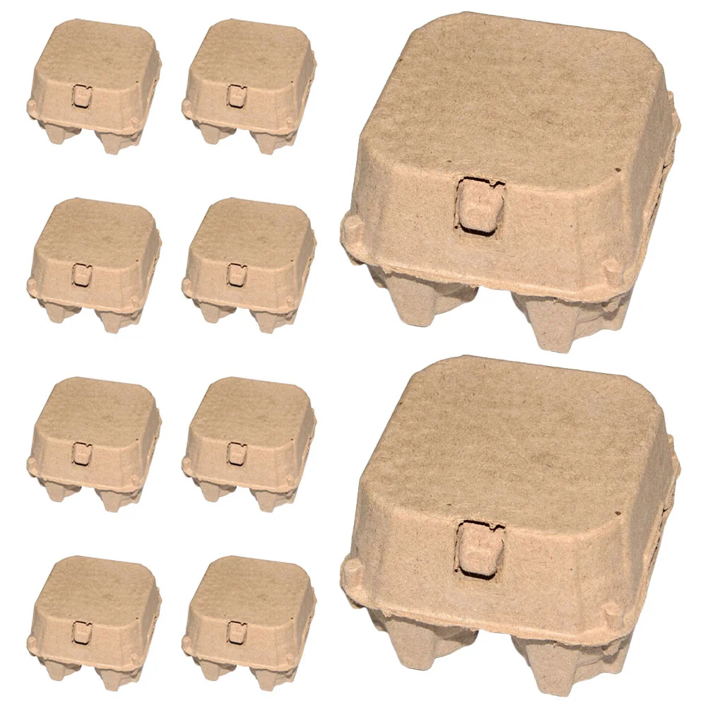 

10 Pcs Fridge Egg Holder Bulk Carton Eggs Tray 4-compartment Chicken Cartons Kraft Paper Empty