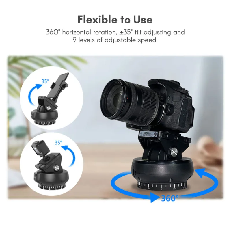 Andoer YT1200 Motorized Pan Tilt Head 2-axis Panoramic Head 360&deg; Rotation Panoramic Tripod 100M Wireless Remote Control