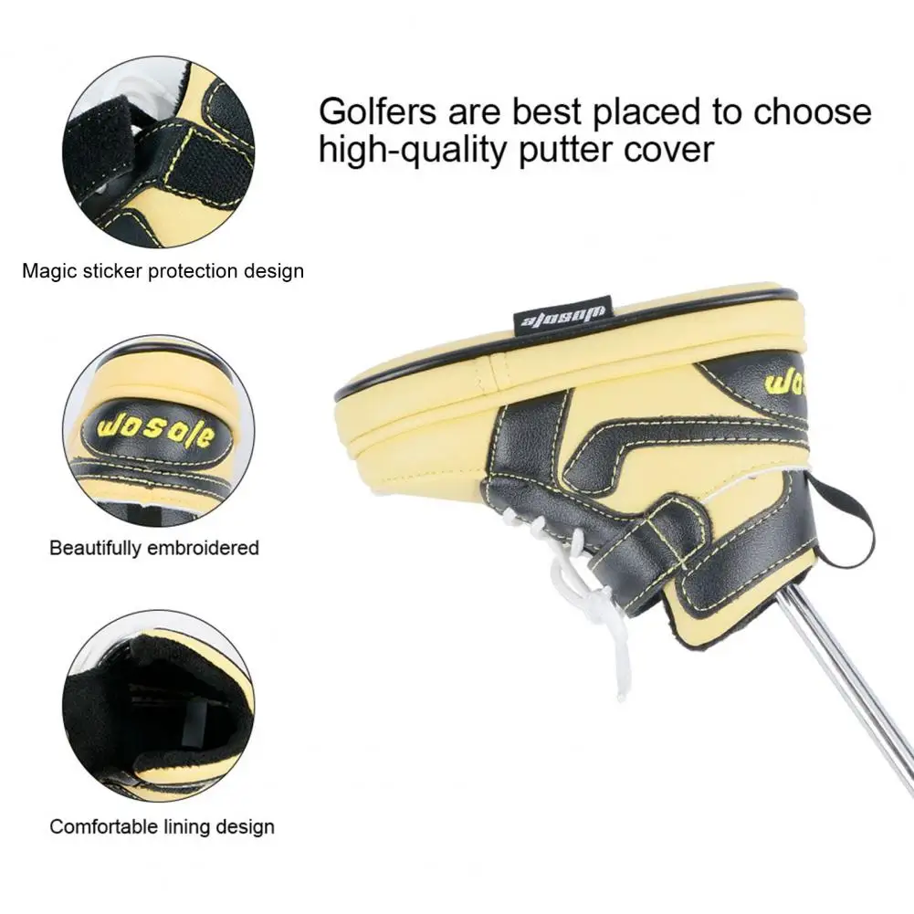 

Golf Putter Cover Funny Shoe-shaped Golf Putter Protector Cover Wear-resistant Headcover for Golf Club Embroidered Pu for Brands