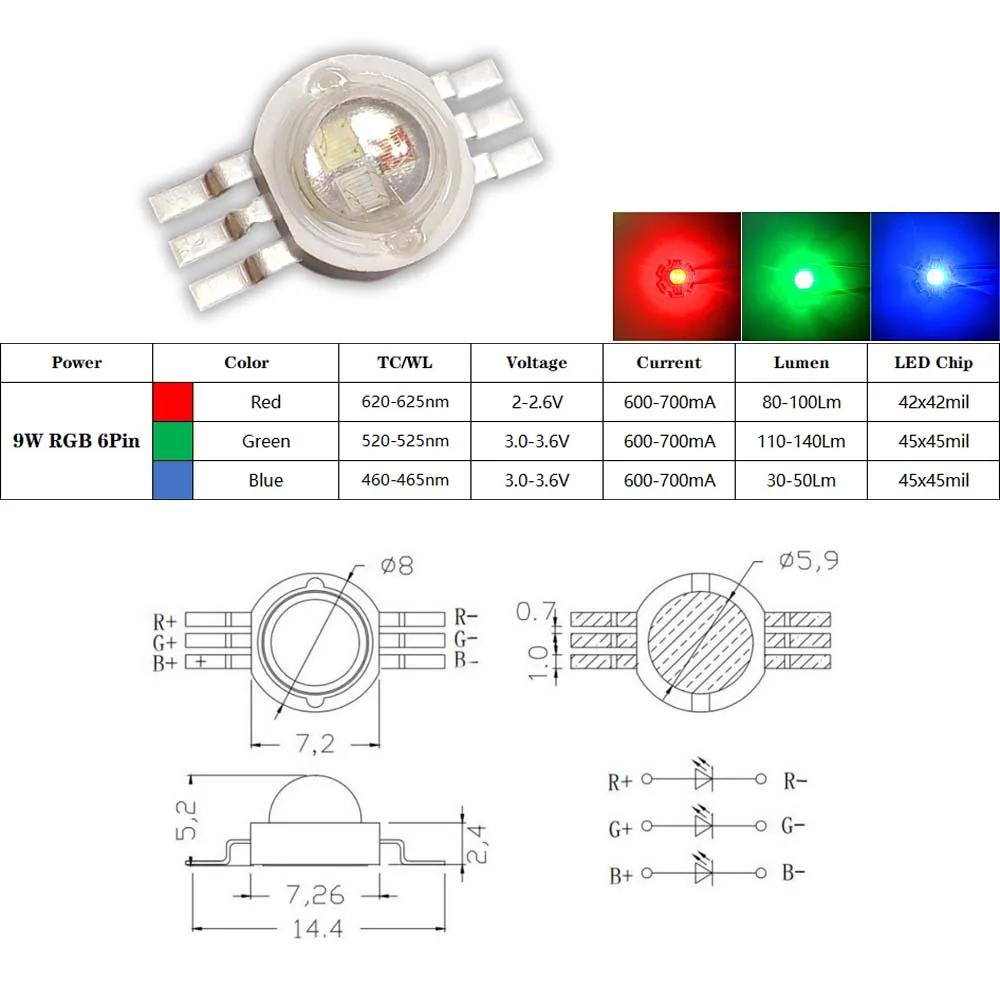 LED COB Chip 3W 4W 5W 6W