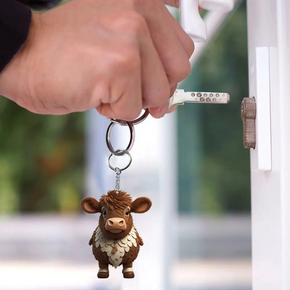 Pom Pom Keyring Highland Cow Keychain Keyring Fluffy HIghland Cow