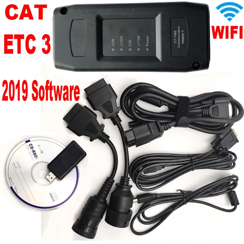 하이 퀄리티 CAT ET 3 어댑터 III 트럭 진단 도구, CAT3 통신 연결, 와이파이 및 USB ET3 헤비 듀티 스캐너, V2019A