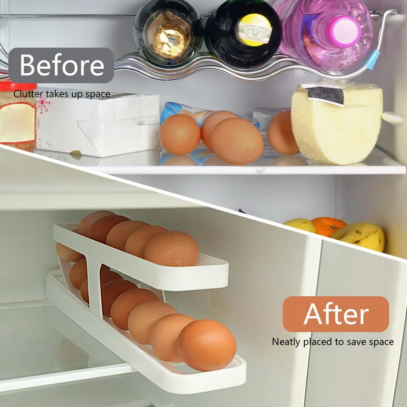Automatic Rolling Egg Rack Fridge Egg Holder Kitchen Refrigerator Egg  Dispenser Storage Box Egg Container Fridge Organizer - AliExpress
