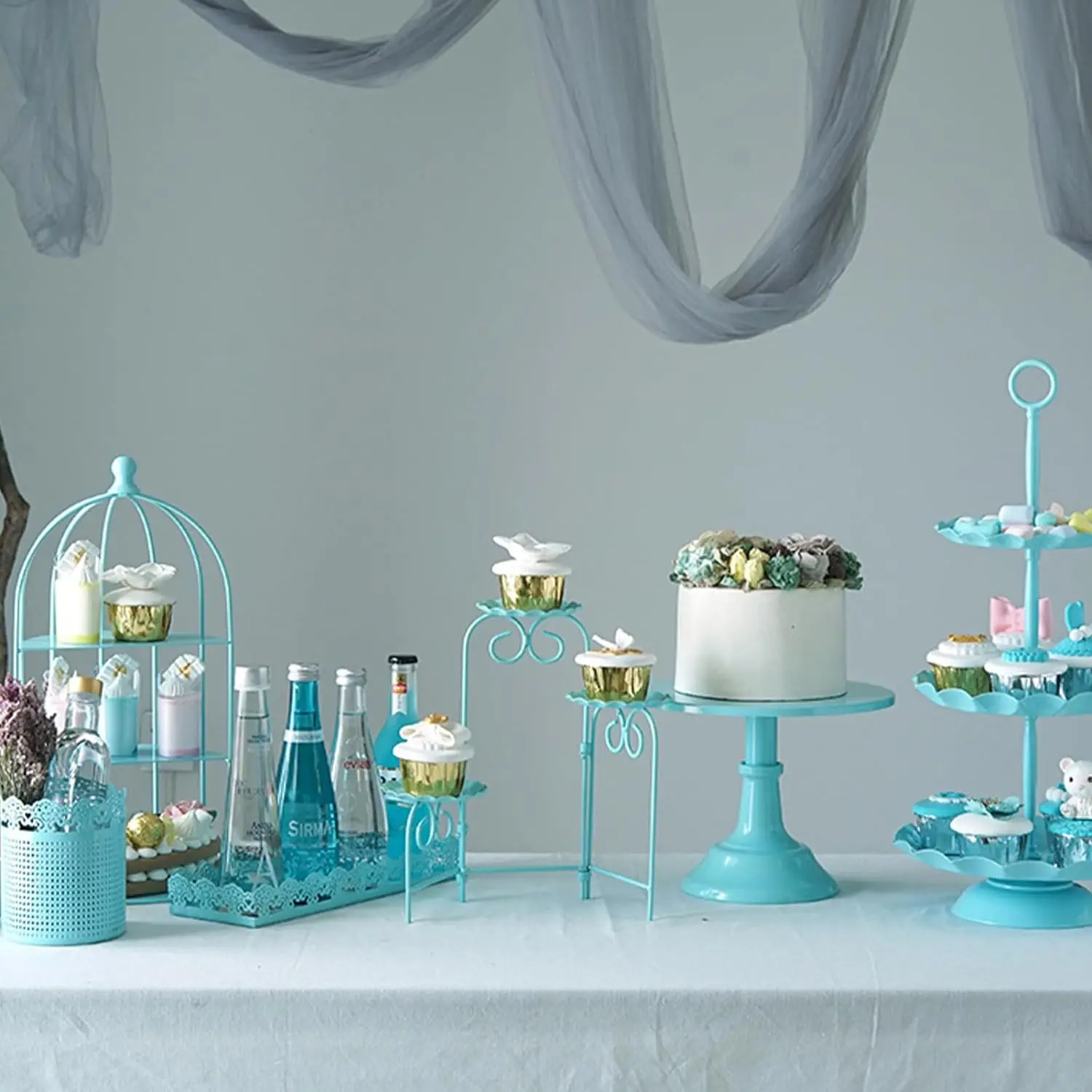 

Tall Feet Ceramic Cake Pan Dessert Metal Food Stand Plate Stand for Display Table Cake Stand Fruit Tray Dessert Plate