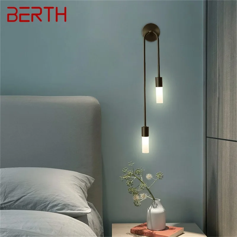 

BERTH Brass Wall Lamp Modern Gold Sconces Simple LED Indoor Light For Home Living Room