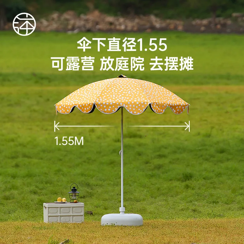 1.6M Polka Dot Outdoor Sun Umbrella Large Commercial Stall Advertising Beach Camping Courtyard Sun Protection B & B